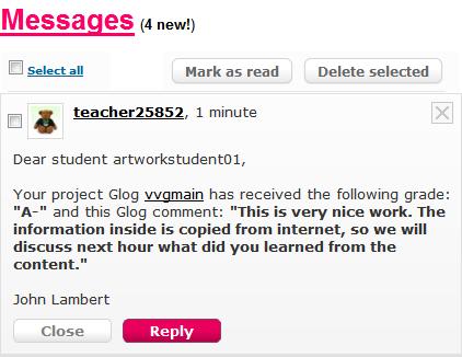 3. 8.2. 6 S T U D E N T VI E W F E E DB A CK V I E W The Student will receive the Message, located under the Messages menu on My Dashboard.