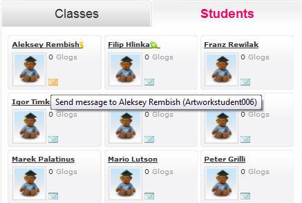 Dashboard. In the Students Tab there is a little envelope near each student.