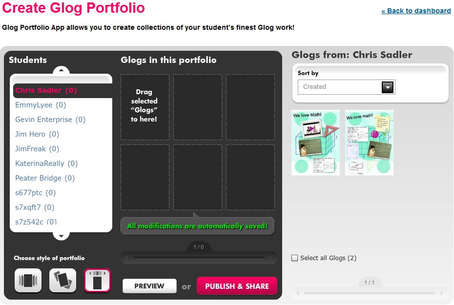 1 P O R T FO L IO C R E A TI O N Create students portfolio, by clicking on