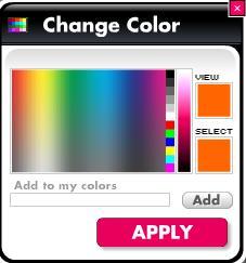 4.1.1.2.2.1 C H A N G E C O L O R M E N U Click this button to access Change color menu. To change color of the text element, you need to click on the color tab field.