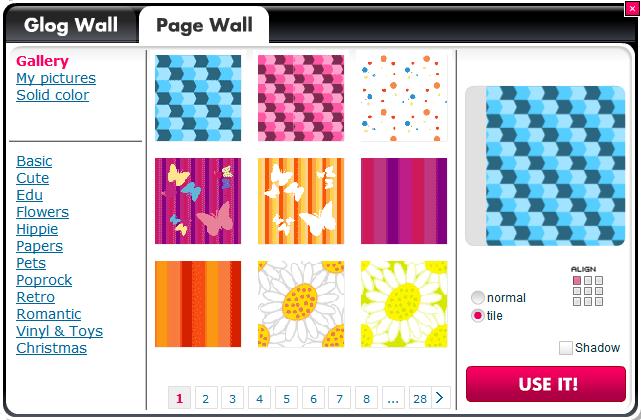 4.1.1.8.2 P A G E W A L L T A B The menu includes all of the Page Wall content. Click on selected Page Wall and confirm selection by clicking the USE IT! Button. The Page Wall will be changed.