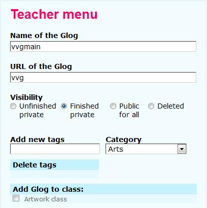 located under Teacher menu to 4. 6.1. 2 G L O G U R L Change the URL of a Glog by changing the URL of the Glog field located in the Teacher menu.