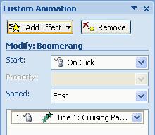 Once you have applied the animation you must decide how you want the animation to be presented.