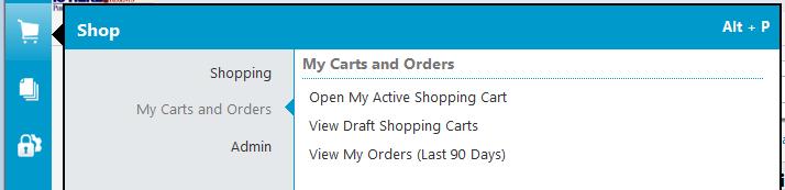 Viewing My Drafts Assigned to Others 1. Click on the Shop menu in the Main Menu on the left of the Homepage. 2. Click on My Carts and Orders in the column on the left. 3.