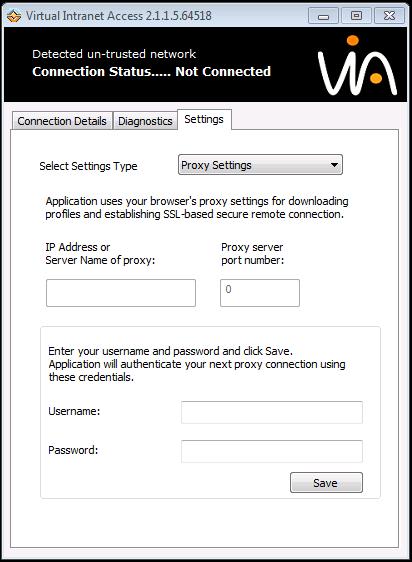 Figure 22 Settings Tab- Proxy Settings Uninstalling VIA Follow the steps below to uninstall VIA from