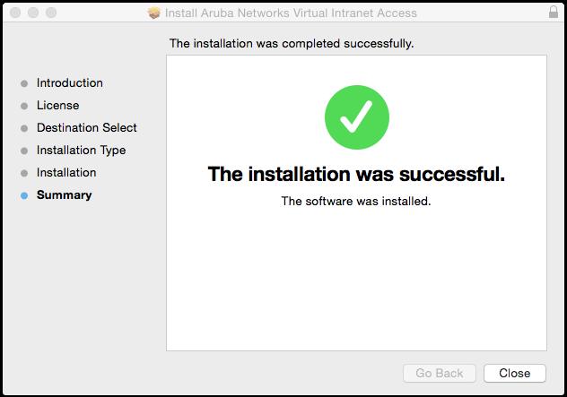 Figure 29 Install Success Page 6. Click Close to complete the installation. After the installation is complete, the Connection Details pop-up window appears.