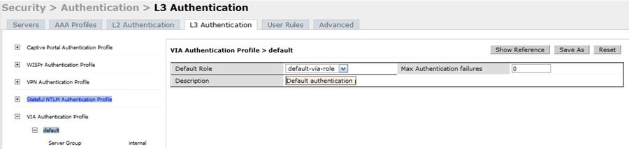 b. Expand the VIA Authentication profiles option and select the new profile name. 4.