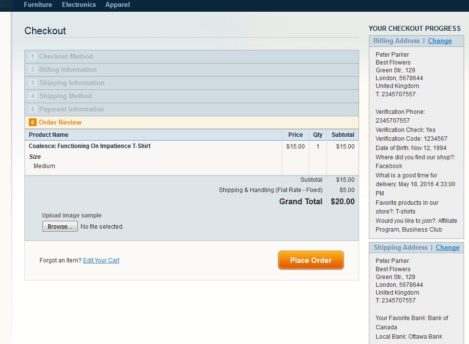 3. Order attributes on checkout pages Let customers upload different