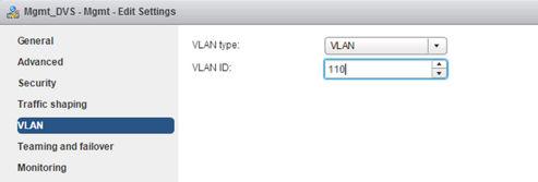 5 (Optional) Upon completion of the New Distributed Switch wizard, edit the settings of the default port group to place it in the correct VLAN for management traffic.