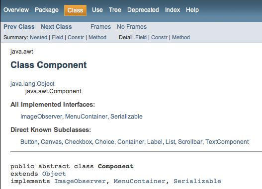 Components and containers See API documentation for details: http://download.oracle.