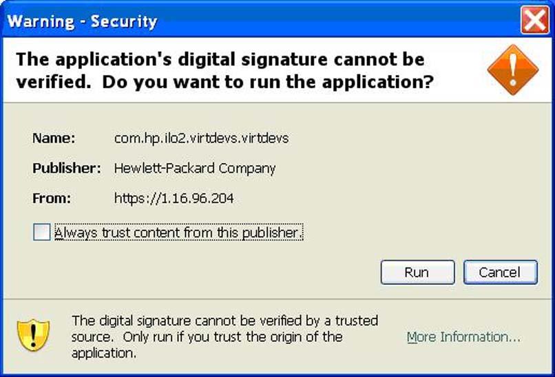 For more information, see the HP Integrity ilo 2 MP Operations Guide. In addition, see the online help provided by your browser.) A screen similar to the following might appear next.