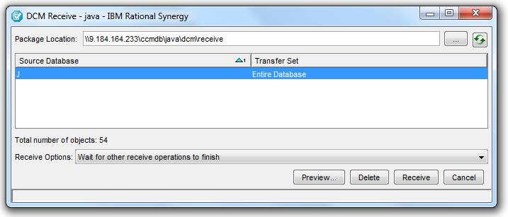 specified database. If you want to select a different transfer set, click on invoke a Select Transfer Set dialog.