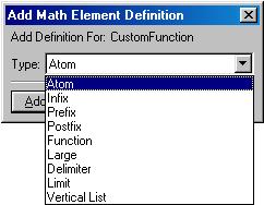 Equations Menu Insert Math Element When you create equations that require a custom function or you create equations that have the same string of characters, you can create that function or string as