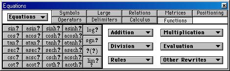 Functions Page When your equation requires trigonometric, hyperbolic, or logarithmic functions, you can simply select the