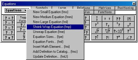 5 With the anchored frame still selected, in the Equation Palette, from the Equations pop-up menu, select Shrink-Wrap Equation.