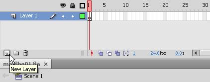 2. Click on the layer names in turn and rename layer 1 = myrectangle1 and layer 2 = movie1: 3. Delete any symbols that you may already have placed on the movie1 or myrectangle1 layers. 4.
