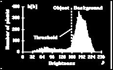 Thresholding How do we choose the threshold t? Histogram (h) - gray level frequency distribution of the gray level image I.