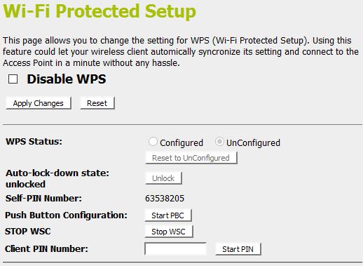 8. If the device PIN is correct and the WPS handshake is successfully done, AP s Wi-Fi Protected Setup page will be shown as below.