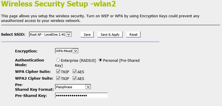 19. The security settings on the Wireless Security Page will be modified by WCN, too. The warning message will show up if users try to modify the security settings.
