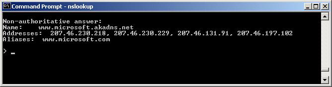 common name, and the nslookup command looks up the name in on your DNS server (usually located with your ISP).