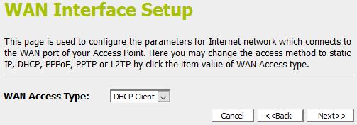 drop-down list, select DHCP Client If you