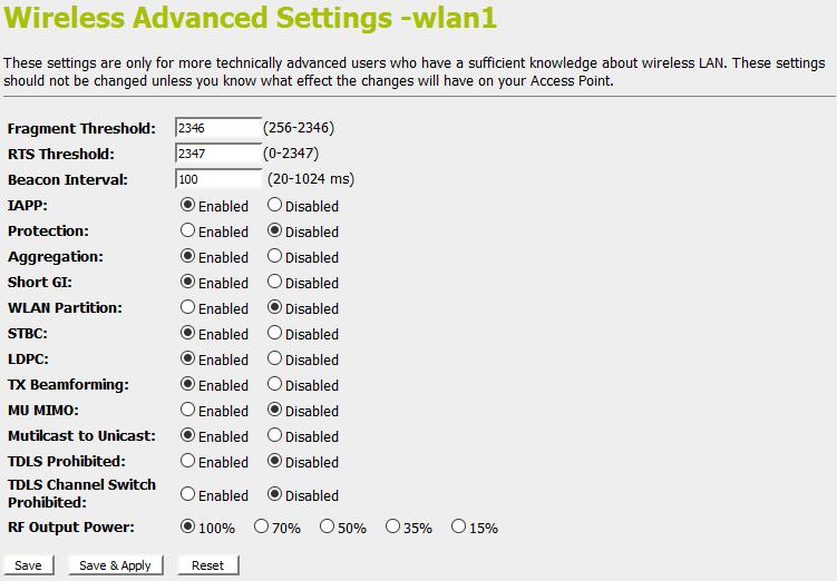Advanced Settings These settings are only for more technically advanced users who have a sufficient knowledge about wireless LAN.