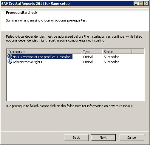 5. Click OK. The system begins to download the file. The SAP Crystal Reports 2011 for Sage setup language dialog appears.