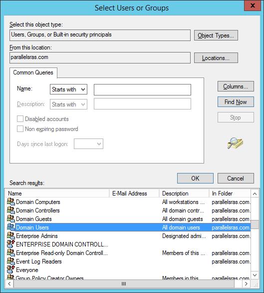 Select the users or user groups which should have access to the published application from the standard user selection dialog box. Click OK and Apply to save the settings.