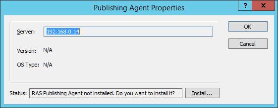5. When prompted, click Install to proceed with the installation. 6. Once the Publishing Agent is installed, it should be listed under the Publishing Agents node as shown in the following screenshot.