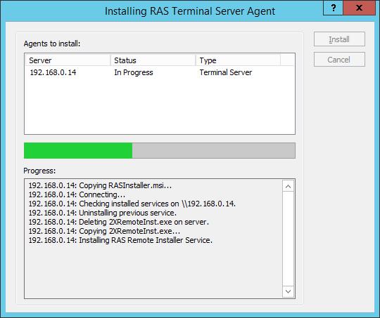 Click Next to review the changes, and click Next again to proceed with the remote installation of the Terminal Server Agent.