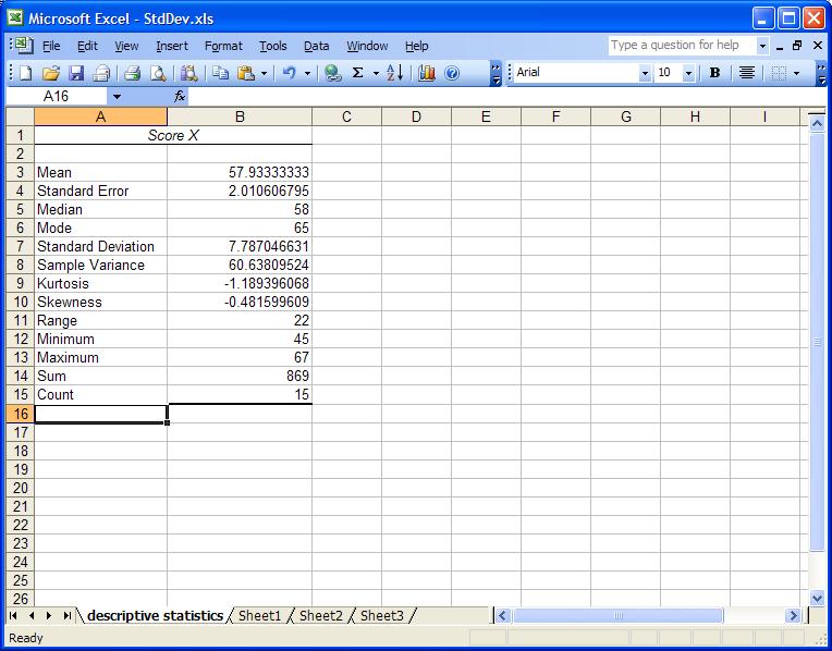 Next select the New Worksheet Ply option, and give the new worksheet a name, such as descriptive statistics.