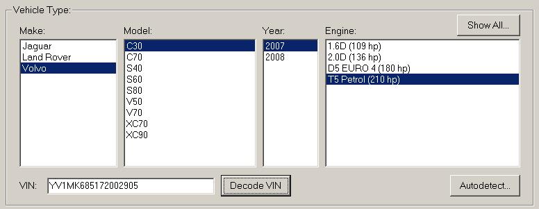6.1.4 Enter VIN for vehicle selection It is also possible to identify the vehicle by entering VIN manually and then select the Decode VIN button on the bottom left hand side of the Vehicle Type