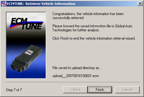 6.2.7 Step 7 Vehicle information has been successfully retrieved Your vehicle has been verified and the details your software provider requires have been saved to a file in the upload directory.