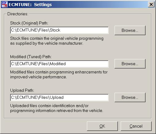 7 ECMTUNE File Settings To view the location the files are saved automatically by