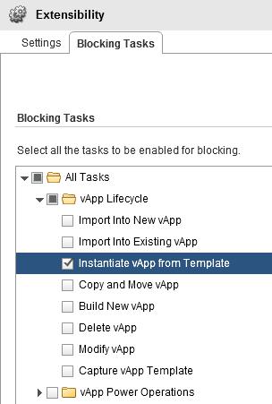 8.3.2.5. Enable Blocking Tasks Select the Blocking Tasks Tab, and from the folder tree, select the blocking tasks you wish to enable.