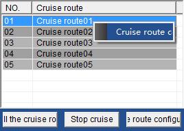 in PTZ control panel, according to cruise path settings Step 2: Right click the cruise route name,