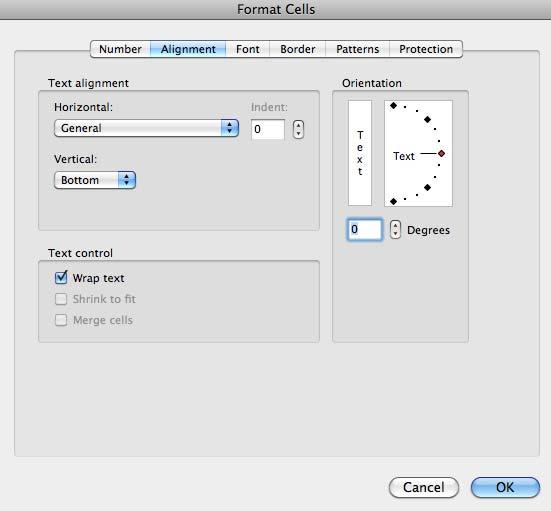 Wrapping Text Wrapping text deepens the row, rather than widening the column. 1. Select the cell(s) in which you want to wrap text. 2. Click on the word Format in the Apple Menu Bar. 3.