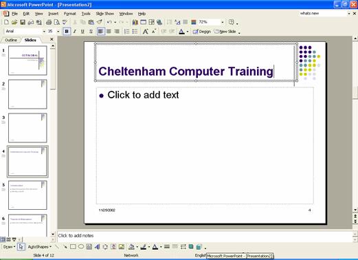 PAGE 30 - ECDL MODULE 6 (USING POWERPOINT XP) - MANUAL Enter your text,