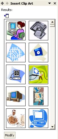 PAGE 39 - ECDL MODULE 6 (USING POWERPOINT XP) - MANUAL Click on the required clipart to insert it. 6.3.2.