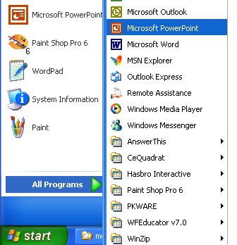 PAGE 4 - ECDL MODULE 6 (USING POWERPOINT XP) - MANUAL 6.1 Getting Started 6.1.1 First Steps with Presentations 6.1.1.1 Open (and close) a presentation application.