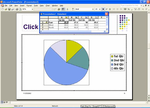 The Pie chart will be displayed, as illustrated. 6.4.1.2 Change the background colour in the chart/graph.