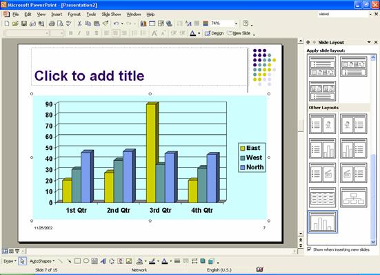 PAGE 52 - ECDL MODULE 6 (USING POWERPOINT XP) - MANUAL 6.4.1.3 Change the column, bar, line, pie slice colours in the chart/graph.