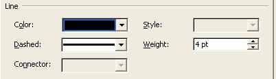 Weight option within the Line section. Select a line weight as required.