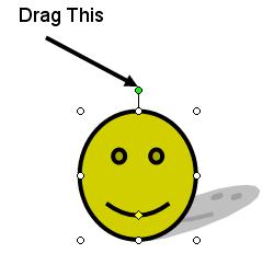 Drag the green spot to rotate the drawing object, as illustrated. To flip an object Select the shape which you wish to flip.