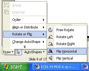 PAGE 63 - ECDL MODULE 6 (USING POWERPOINT XP) - MANUAL 6.4.3.6 Align a drawn object: left, centre, right, top, bottom of a slide.