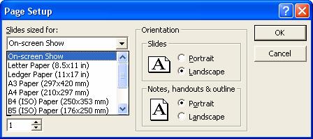 In the Orientation section, select the orientation for your slides in the Slides box. Choose either Portrait or Landscape.