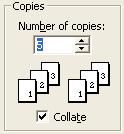 In the Copies section of the dialog box, use the up and down arrows to set the required number of copies.