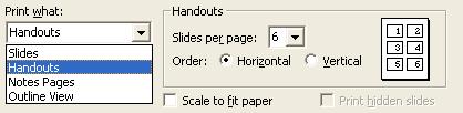 To print Handouts Click on the File drop down menu and select the Print command. A dialog box is displayed.