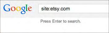 Here s what the site: operator query looks like for etsy.