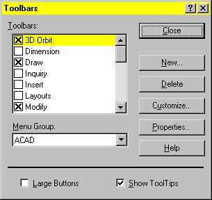 Modifying Toolbars You can change the size of toolbar buttons and reposition, add, or delete toolbar buttons.